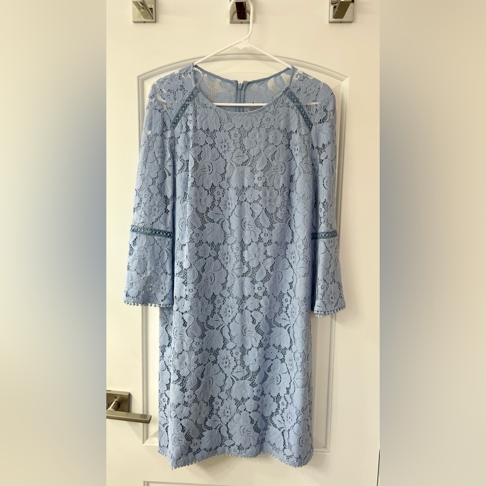 Vince Camuto Sky Blue Lace Long Sleeve Dress